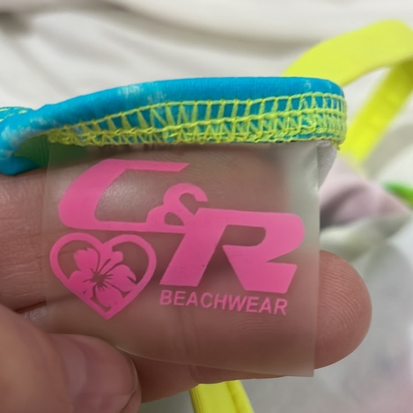 C & R Beachwear 4t rainbow ruffled one piece swim suit euc tye dye - Picture 7 of 8